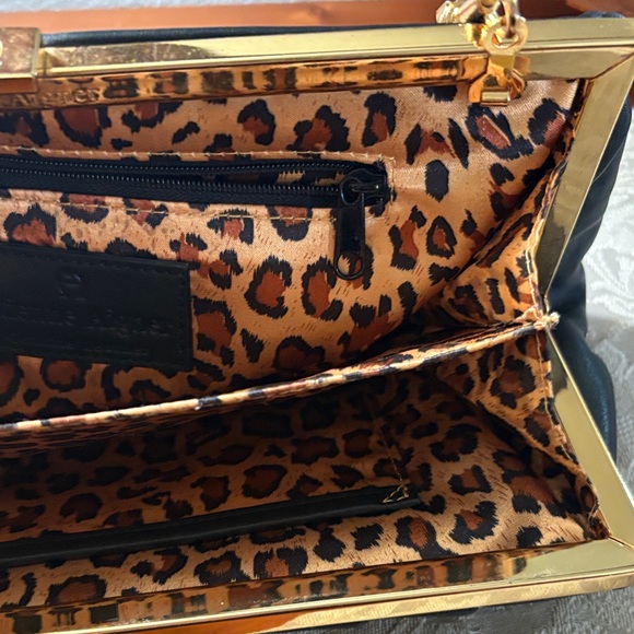 Etienne Aigner Black Leather Clutch with Gold Accent - Picture 8 of 8